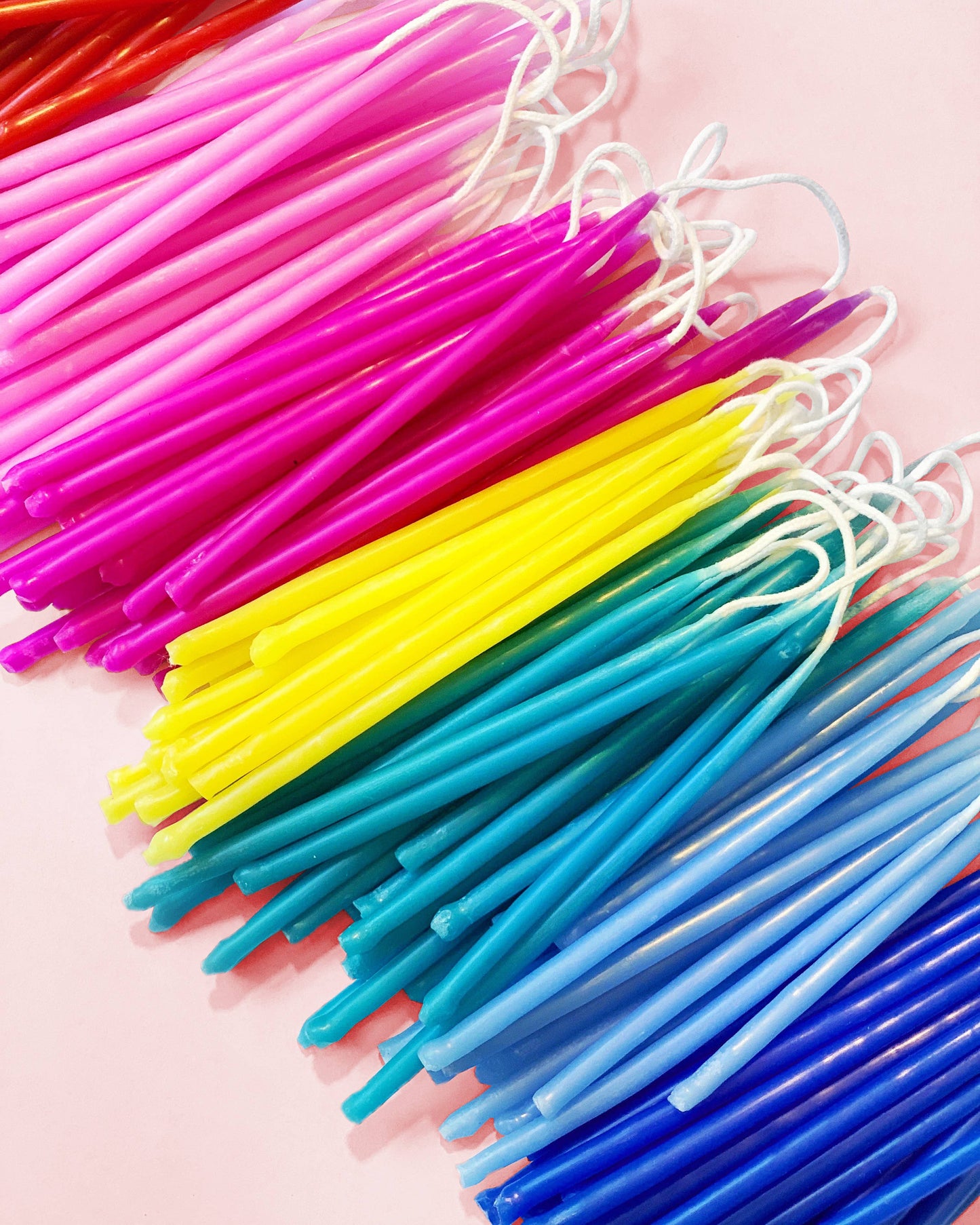 100% Beeswax Hand-Dipped Birthday Candles: Pinks