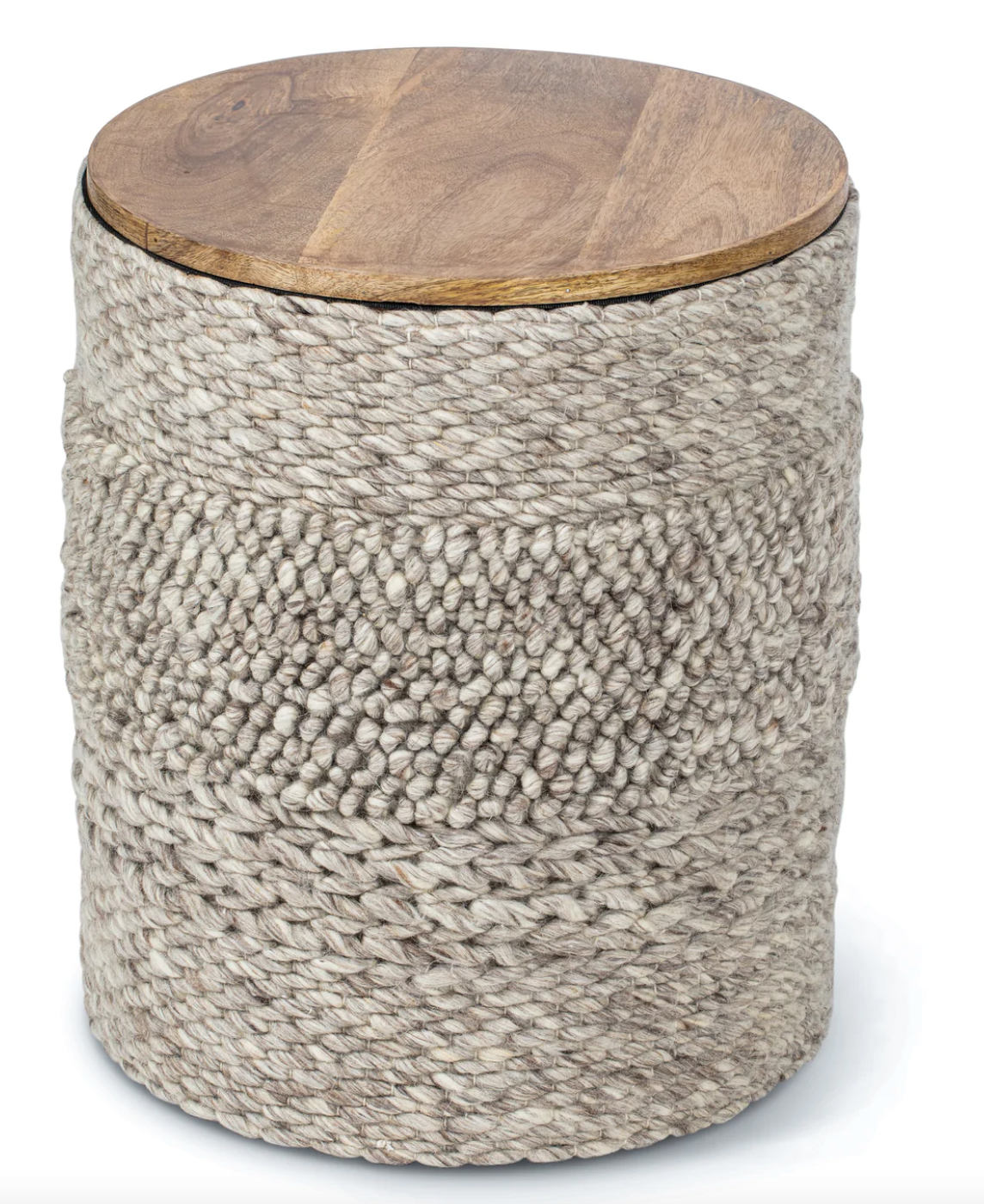 Handwoven Taupe Storage Side Table