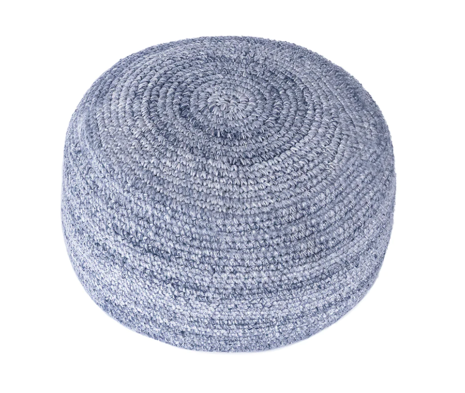 Indigo Hand Crochet Pouf