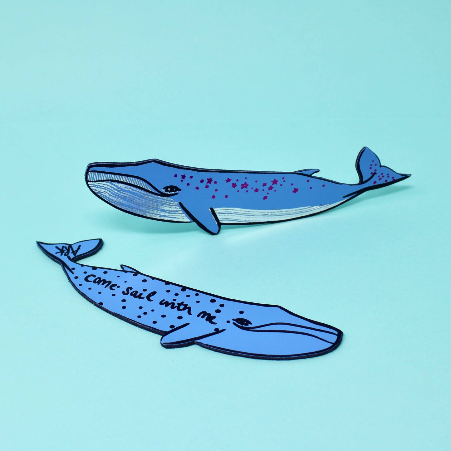 Whale 'Sail with Me' Bookmark: Cornflower