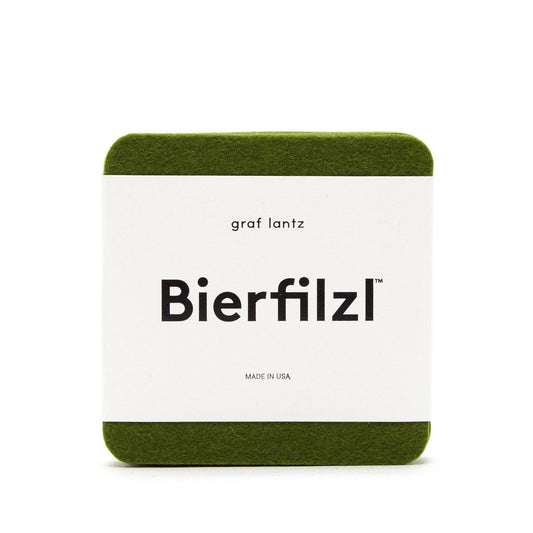 Bierfilzl Merino Wool Felt Square Coaster Solid 4 Pack: Loden Green