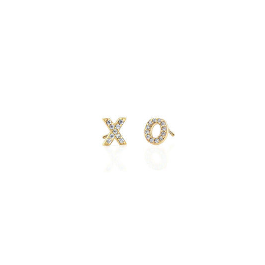 XO Crystal Stud Earrings 18K Gold Vermeil | Sterling Silver CZ Crystals Nickel Free Hypoallergenic Ships from CA: 18K Gold Vermeil