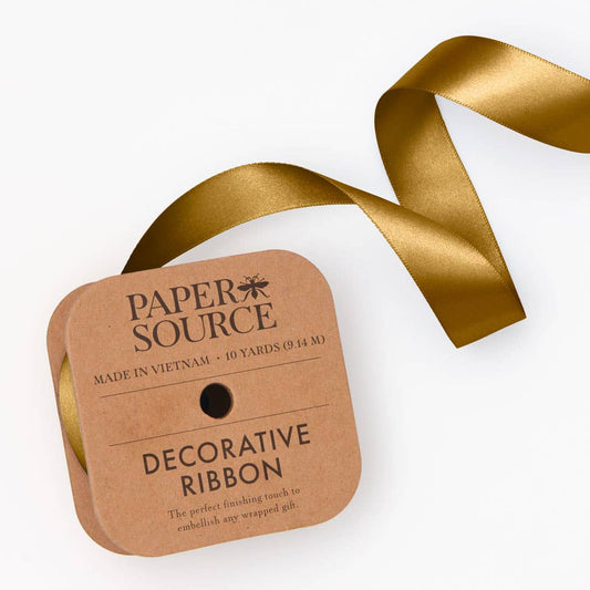 Satin Ribbon 1" Width: Antique Gold