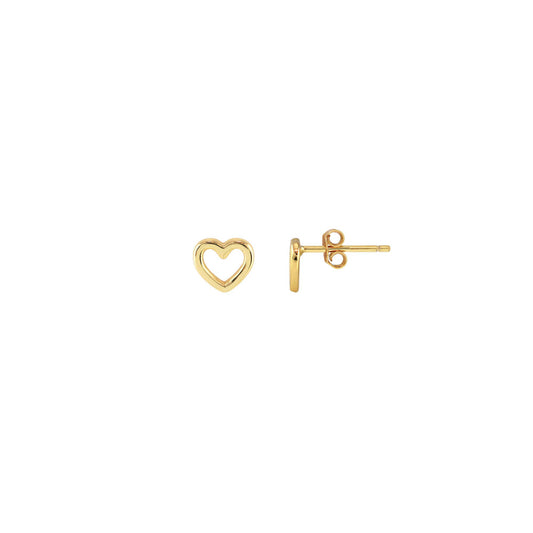 Heart Outline Stud Earrings 18K Gold Vermeil | Sterling Silver Nickel Free Hypoallergenic Ships from CA: 18K Gold Vermeil