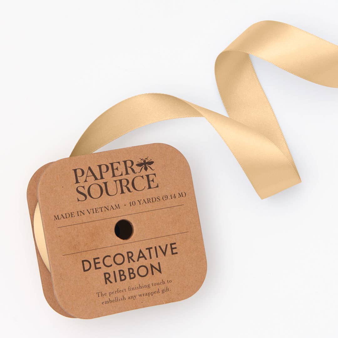 Satin Ribbon 1" Width: Antique Gold