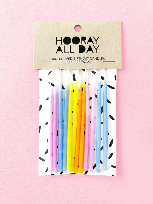 100% Beeswax Hand-Dipped Birthday Candles: Pastels