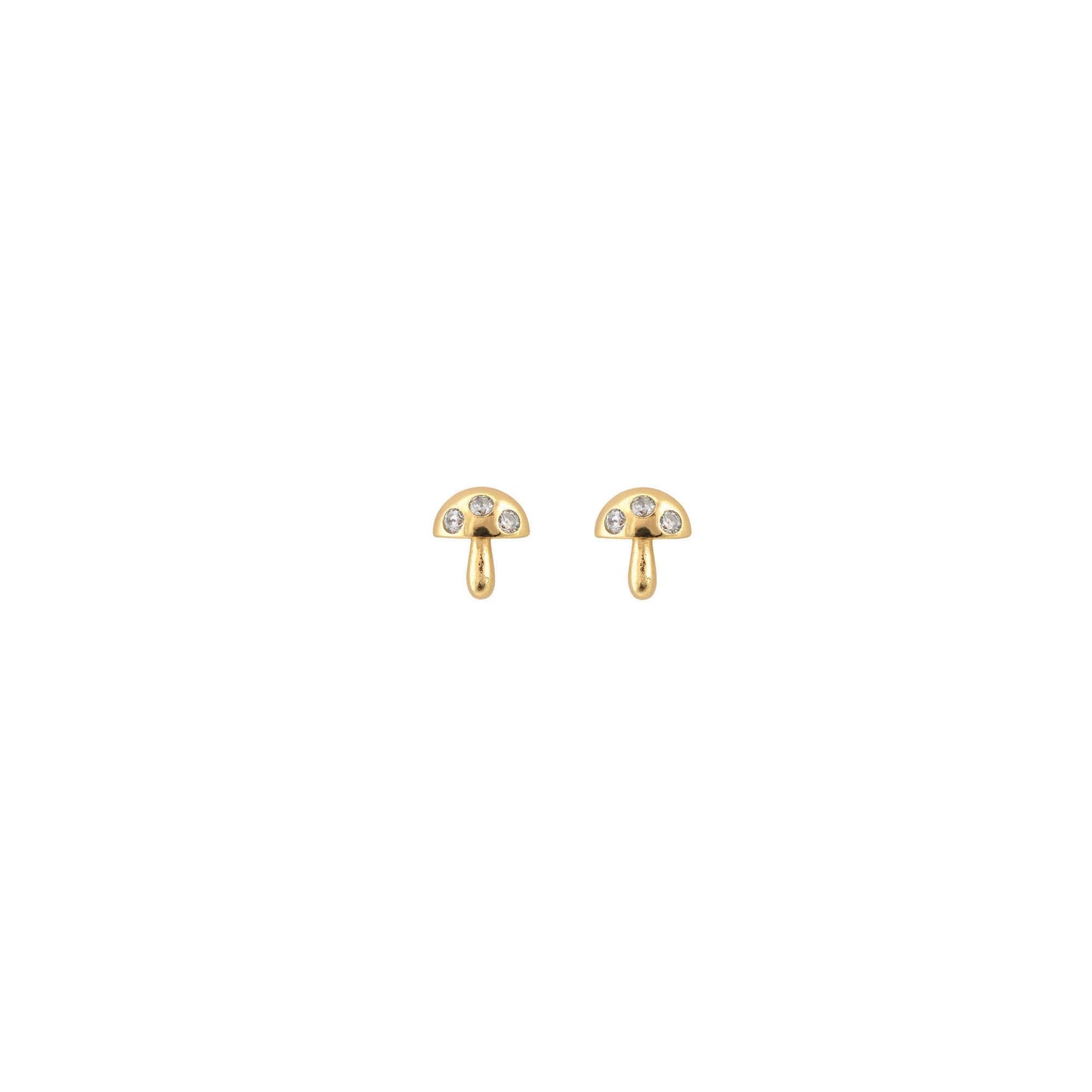 Tiny Mushroom Crystal Stud Earrings 18K Gold Vermeil | Sterling Silver CZ Crystals Nickel Free Hypoallergenic Ships from CA: 18K Gold Vermeil
