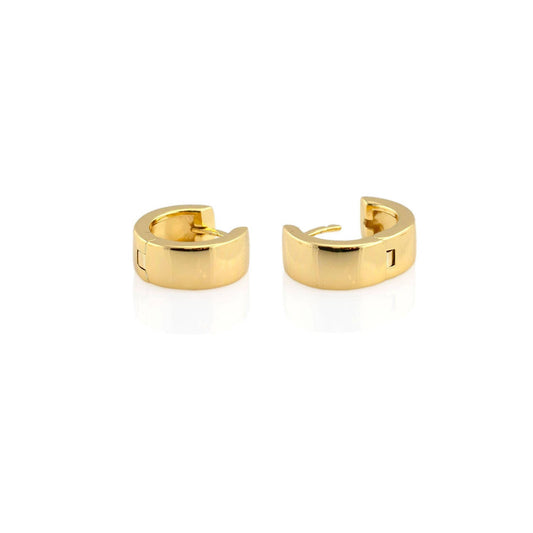 Wide Hinged Huggie Hoop Earrings 18K Gold Vermeil | Sterling Silver 12mm Hoops Hinge Closure Nickel Free Hypoallergenic Ships from CA: 18K Gold Vermeil