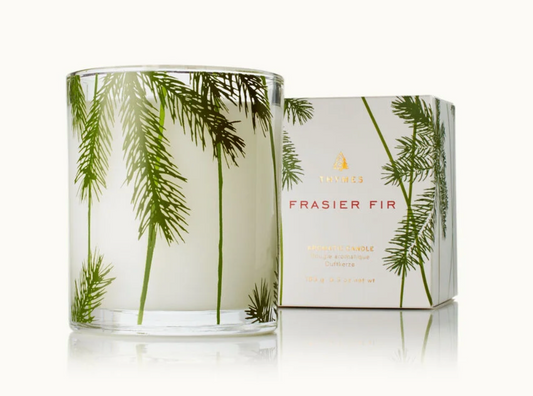 Frasier Fir Glass Candle - 6.5 oz. (Clear w/ Branch Design)