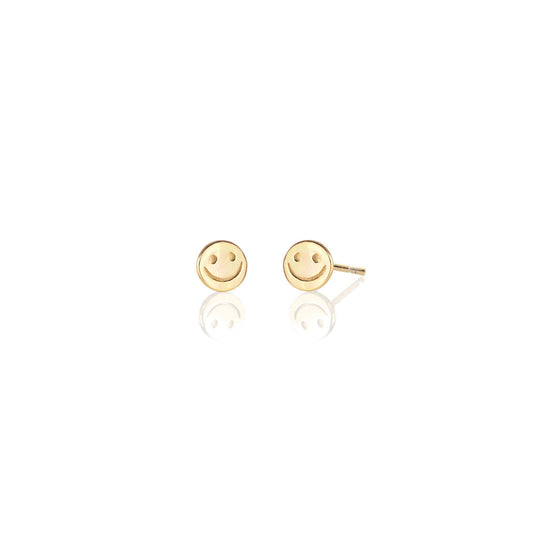Happy Face Stud Earrings 18K Gold Vermeil | Sterling Silver Nickel Free Hypoallergenic Ships from CA: 18K Gold Vermeil