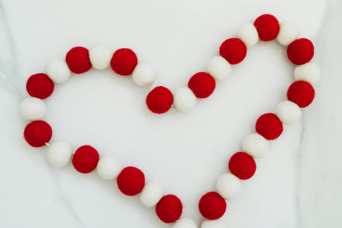 Red & White Wool Ball Garland