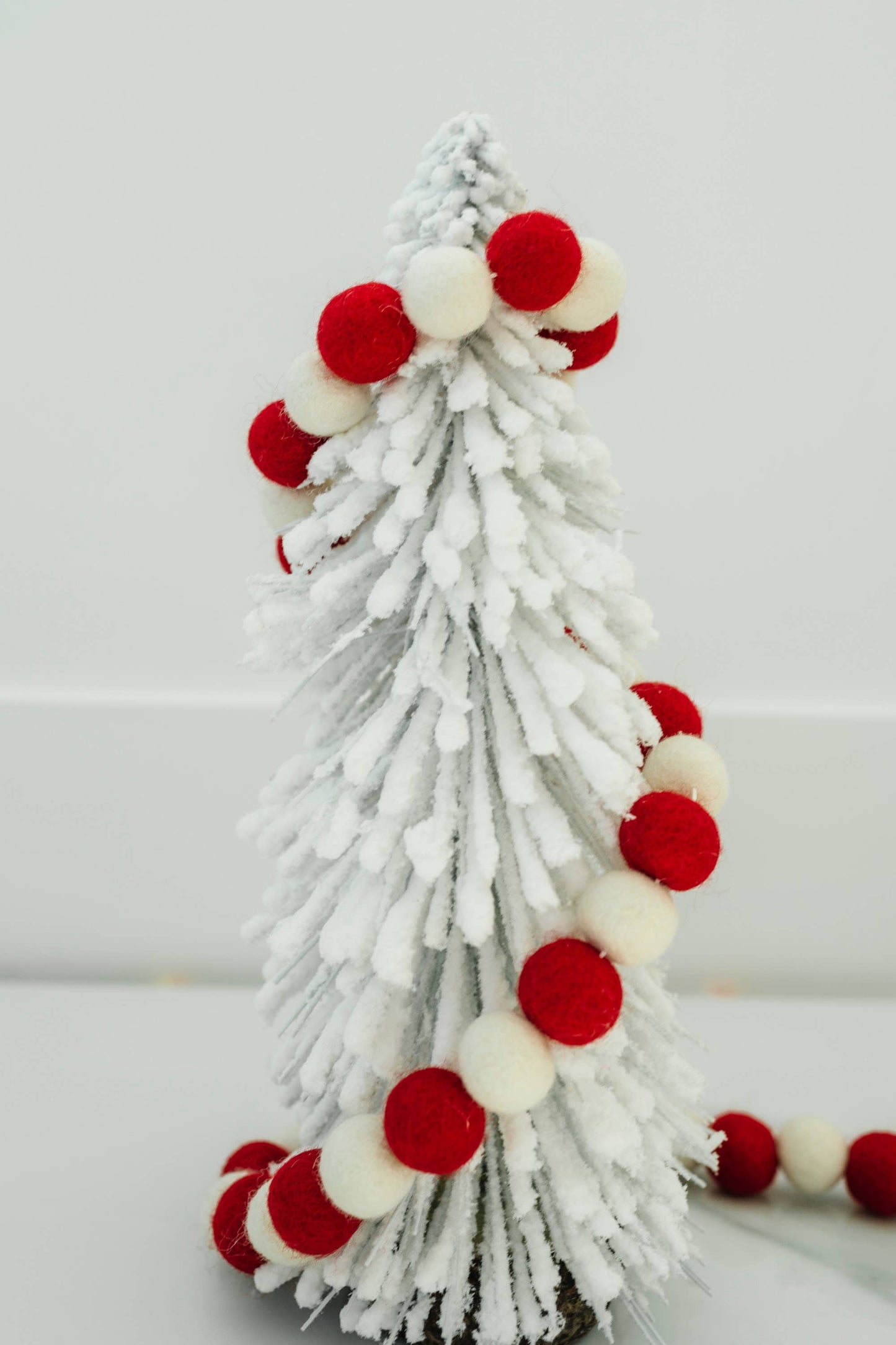 Red & White Wool Ball Garland