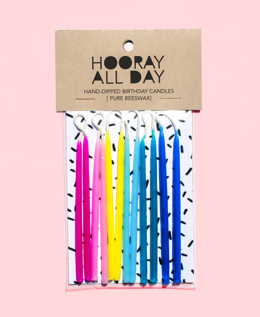 100% Beeswax Hand-Dipped Birthday Candles: Rainbow