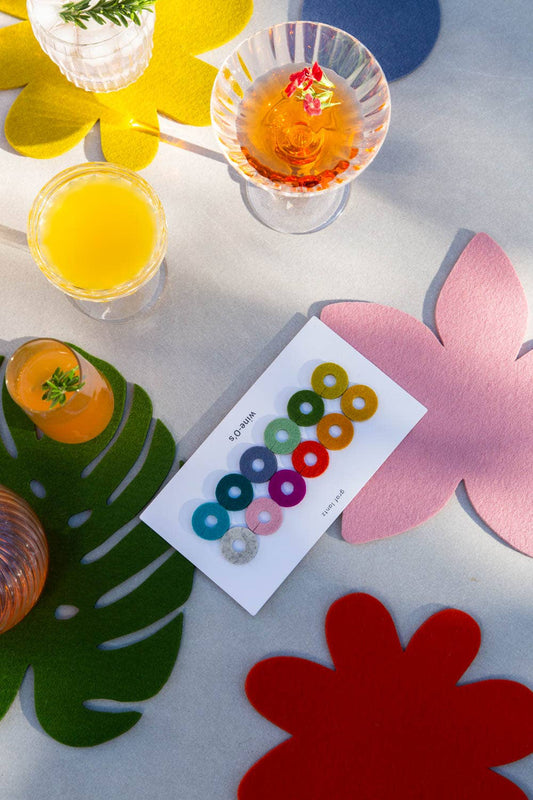 Wine-O's Merino Wool Felt Round Wine Markers: Paradise