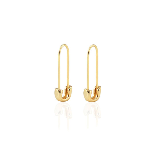 Safety Pin Hoop Earrings 18K Gold Vermeil | Sterling Silver 22mm Length Hoops Nickel Free Hypoallergenic Ships from CA: 18K Gold Vermeil