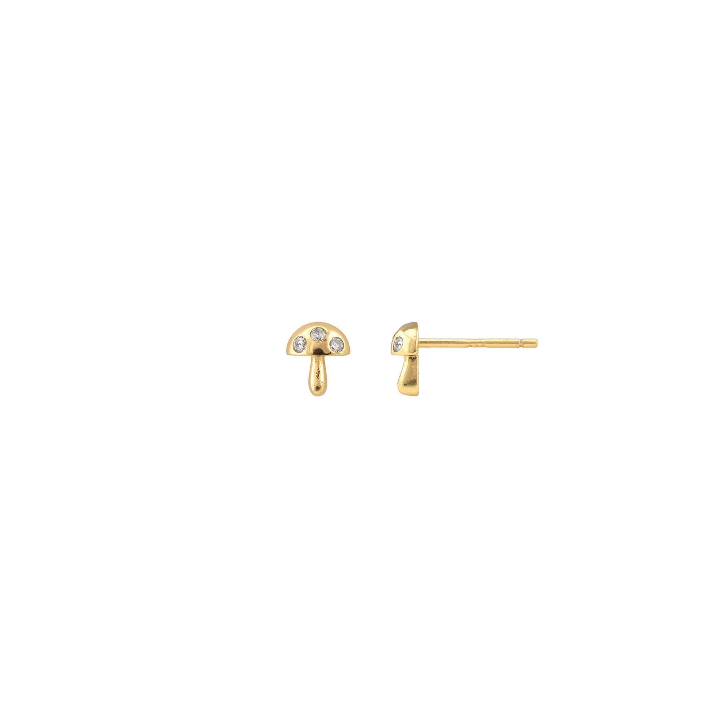 Tiny Mushroom Crystal Stud Earrings 18K Gold Vermeil | Sterling Silver CZ Crystals Nickel Free Hypoallergenic Ships from CA: 18K Gold Vermeil