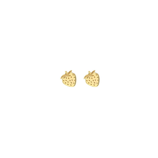 Strawberry Stud Earrings 18K Gold Vermeil | Sterling Silver Nickel Free Hypoallergenic Ships from CA: 18K Gold Vermeil