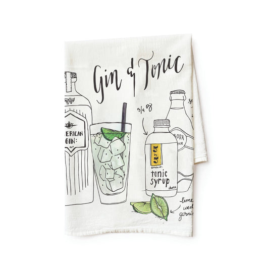 Gin & Tonic Cocktail Recipe Tea Towel