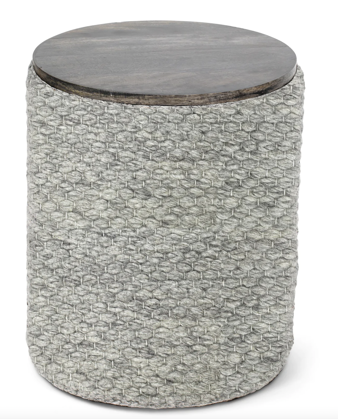 Handwoven Grey Storage Side Table