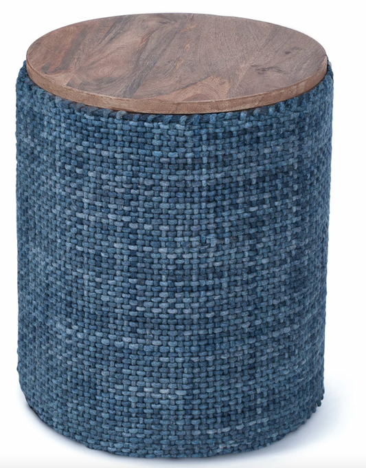 Handwoven Indigo Storage Side Table
